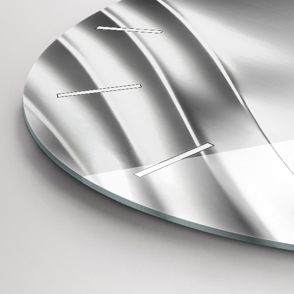 Round glass wall clock Silver abstraction