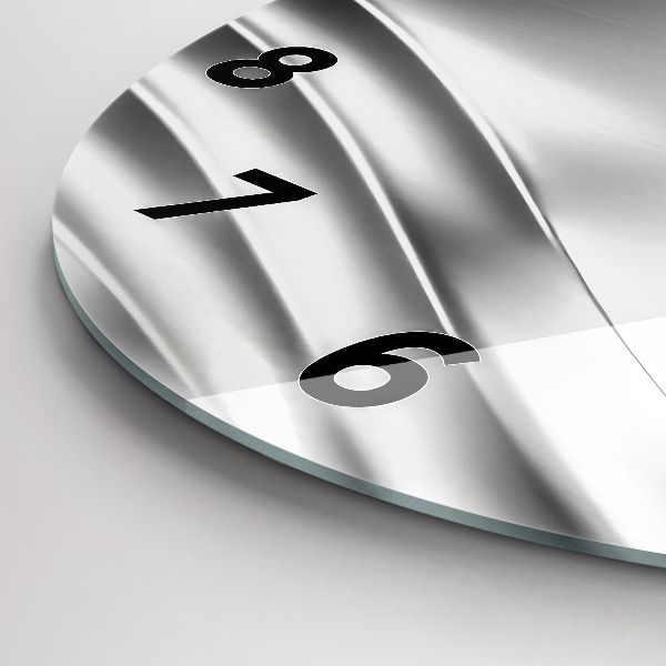 Round glass wall clock Silver abstraction