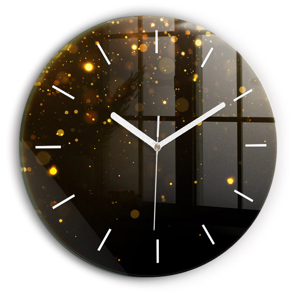Round glass wall clock Gold dust
