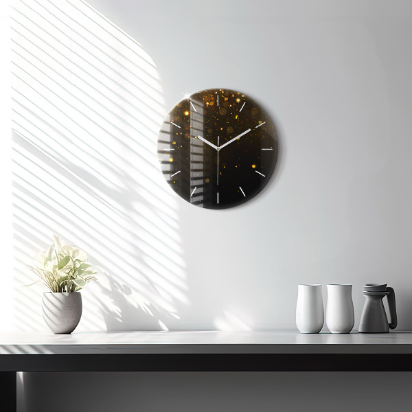 Round glass wall clock Gold dust