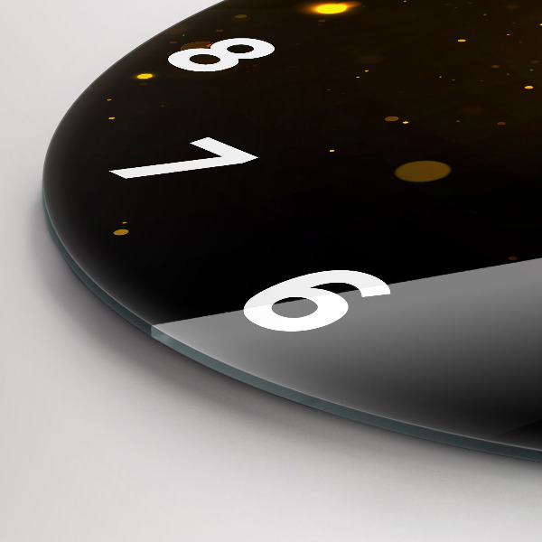 Round glass wall clock Gold dust