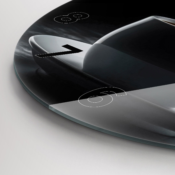 Round glass wall clock A cup of black coffee