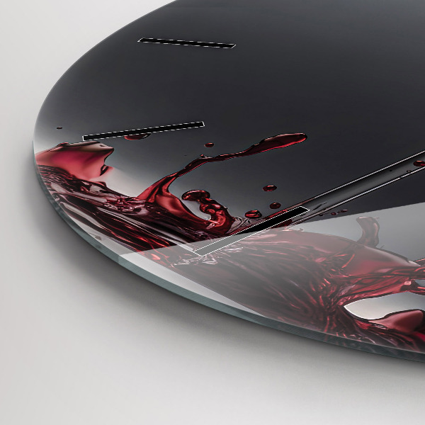 Round glass wall clock A glass of red wine