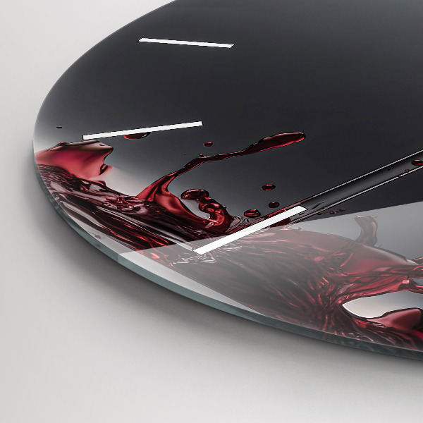Round glass wall clock A glass of red wine