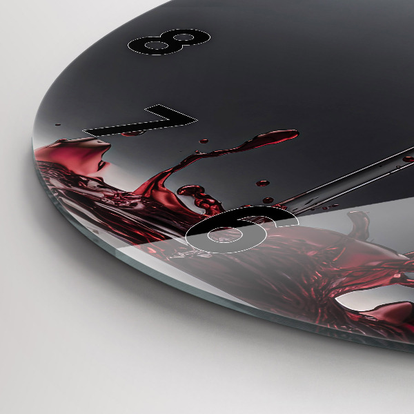Round glass wall clock A glass of red wine