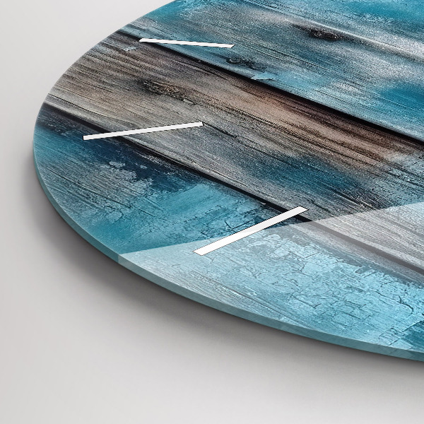 Round glass wall clock Blue boards