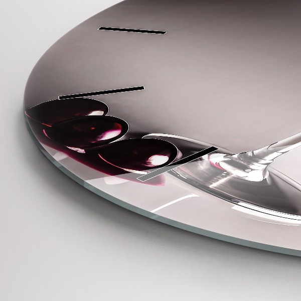 Round glass wall clock A glass of red wine