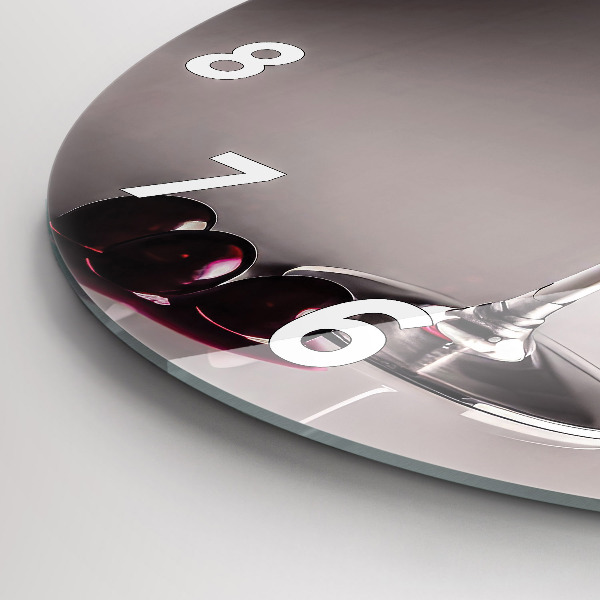 Round glass wall clock A glass of red wine