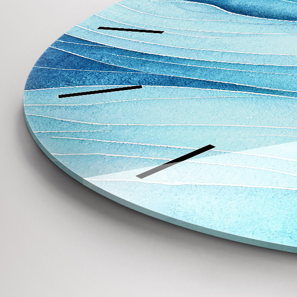 Round glass wall clock Blue clouds