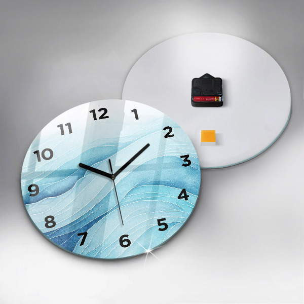 Round glass wall clock Blue clouds