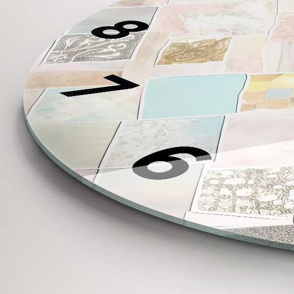 Round glass wall clock Colored tiles