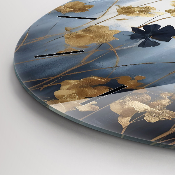 Round glass wall clock Abstract flowers