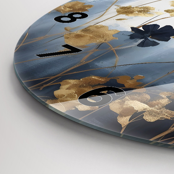 Round glass wall clock Abstract flowers