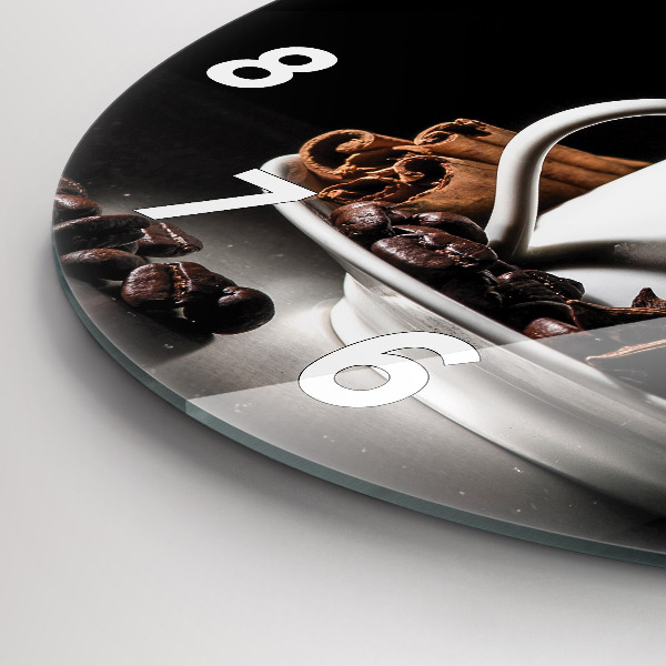 Round glass wall clock A cup of coffee