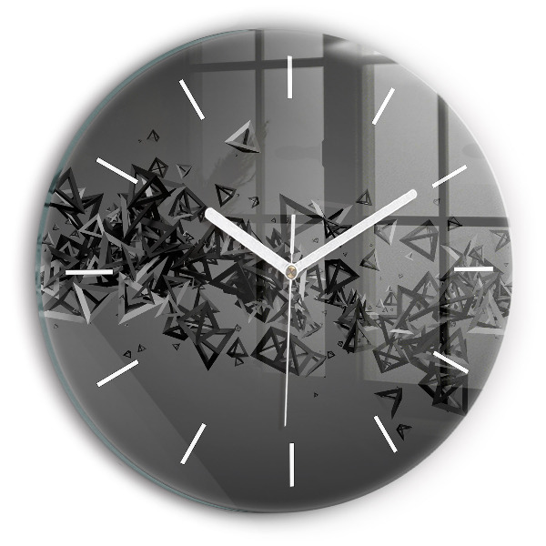 Round glass wall clock Dark abstraction