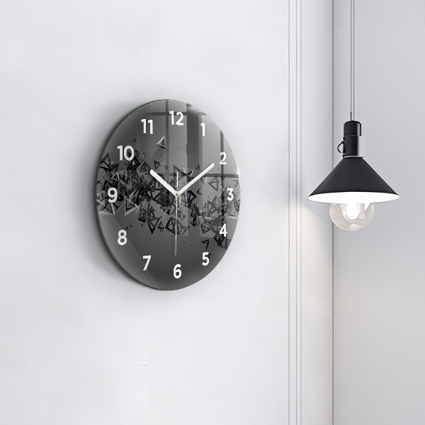 Round glass wall clock Dark abstraction