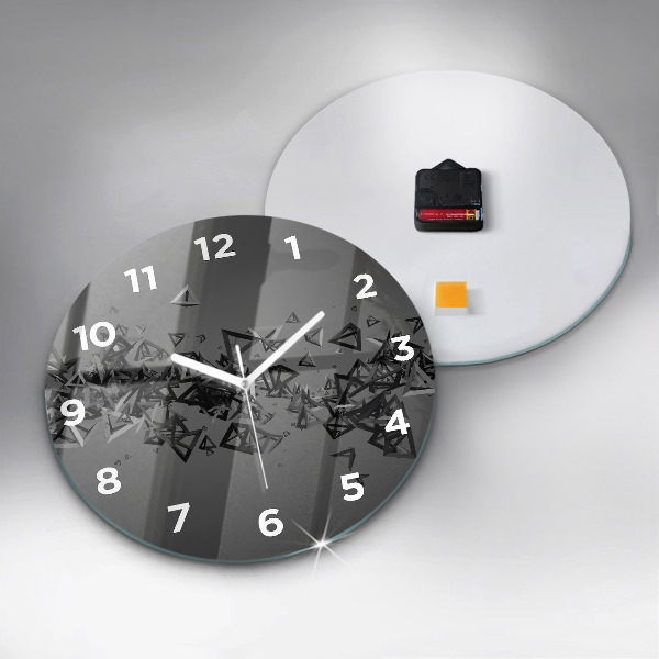 Round glass wall clock Dark abstraction