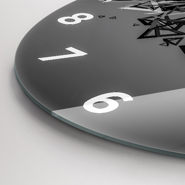Round glass wall clock Dark abstraction