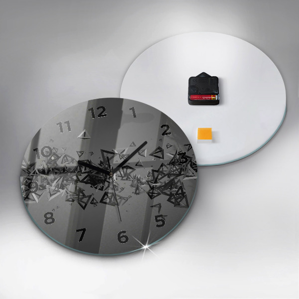 Round glass wall clock Dark abstraction