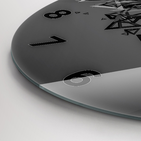 Round glass wall clock Dark abstraction