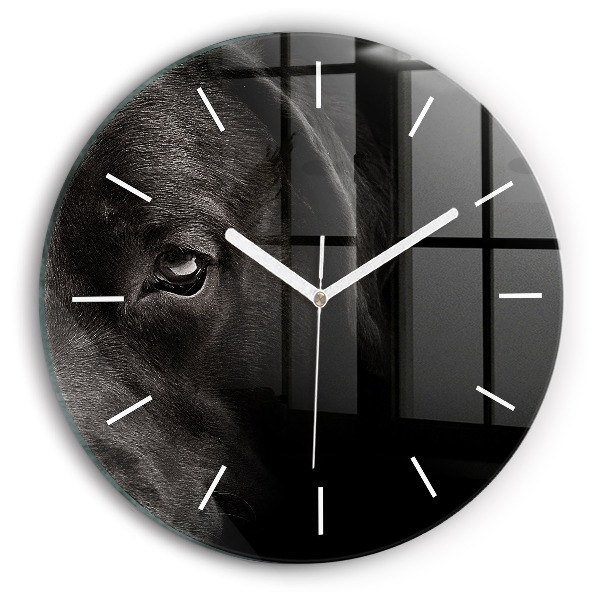 Round glass wall clock Scottish Fold Dog and Cat