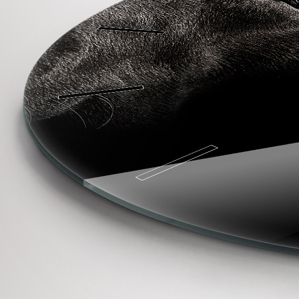 Round glass wall clock Scottish Fold Dog and Cat