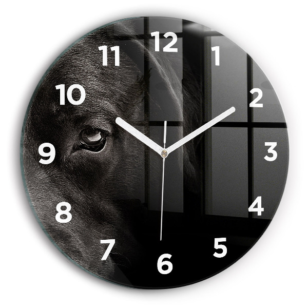 Round glass wall clock Scottish Fold Dog and Cat