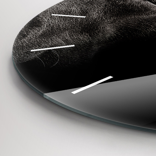 Round glass wall clock Scottish Fold Dog and Cat