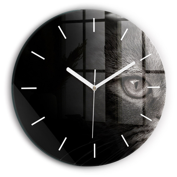 Round glass wall clock Scottish Fold Dog and Cat