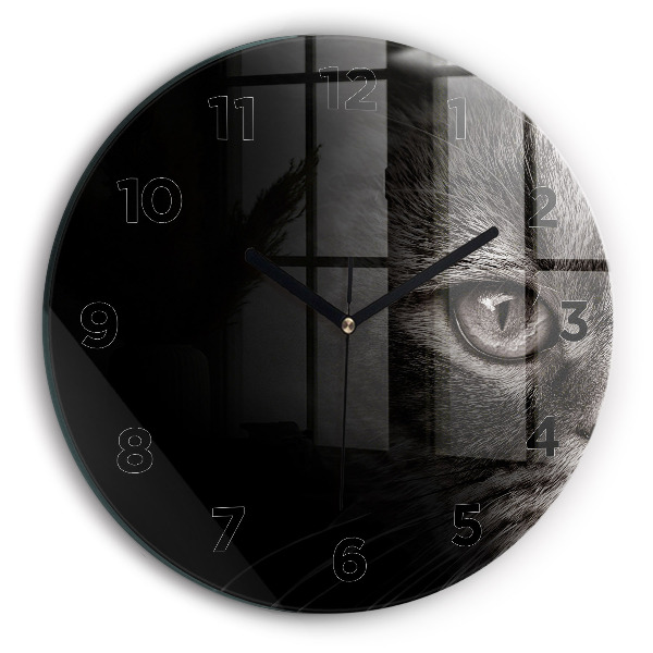Round glass wall clock Scottish Fold Dog and Cat