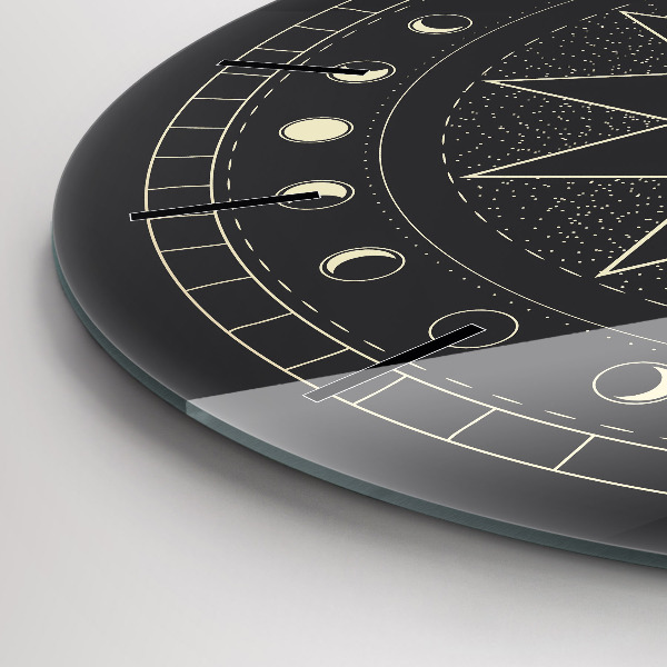 Round glass wall clock Moon phases