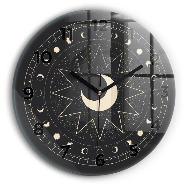 Round glass wall clock Moon phases