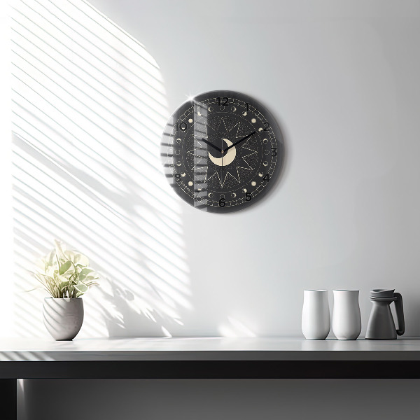 Round glass wall clock Moon phases
