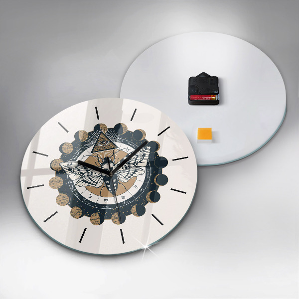 Round glass wall clock Moon Phases and the Eye