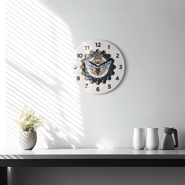 Round glass wall clock Moon Phases and the Eye