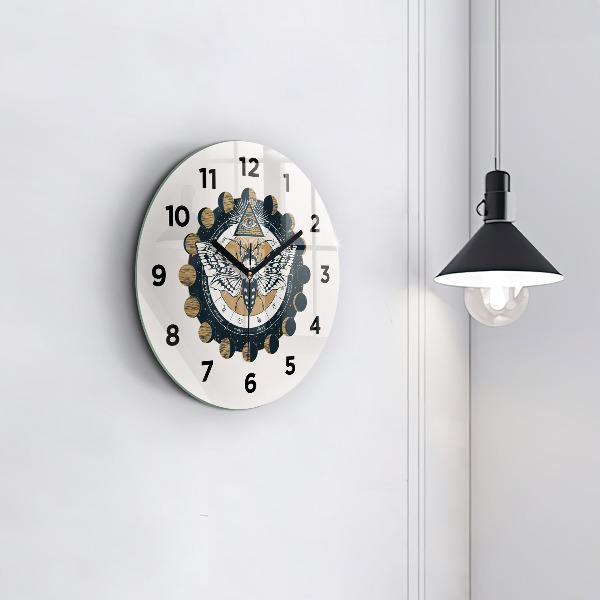 Round glass wall clock Moon Phases and the Eye