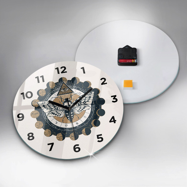 Round glass wall clock Moon Phases and the Eye