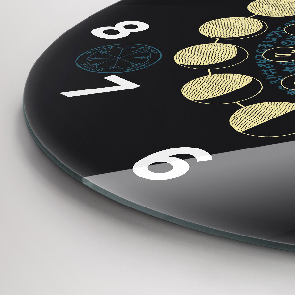 Round glass wall clock Moon Phases and Insect