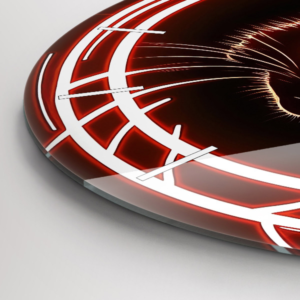 Round glass wall clock Cat with red eyes