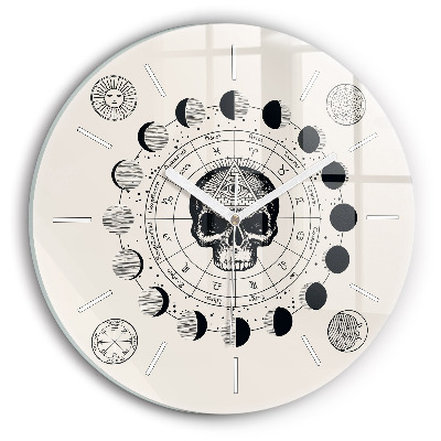 Round glass wall clock Moon phases