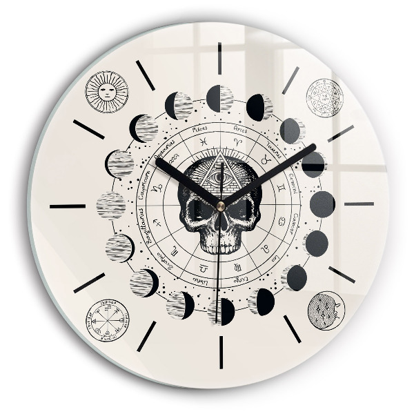 Round glass wall clock Moon phases