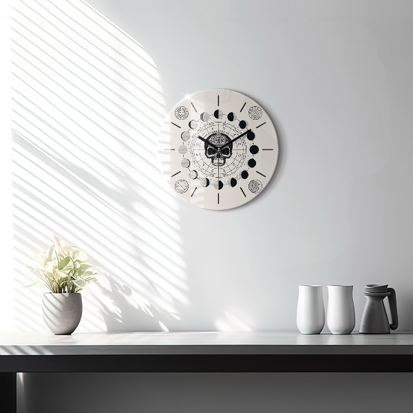 Round glass wall clock Moon phases