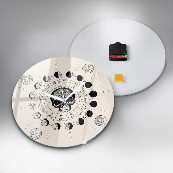 Round glass wall clock Moon phases