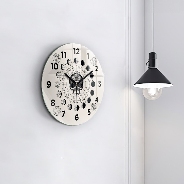 Round glass wall clock Moon phases