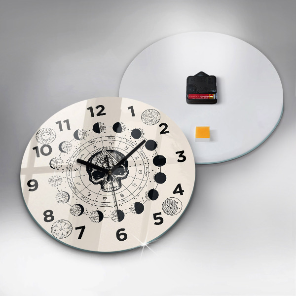 Round glass wall clock Moon phases
