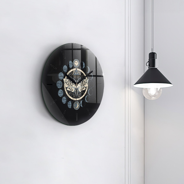 Round glass wall clock Moon phases