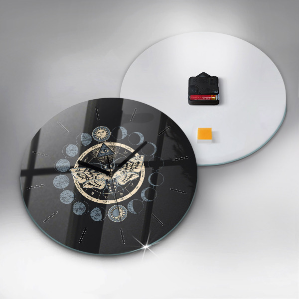 Round glass wall clock Moon phases