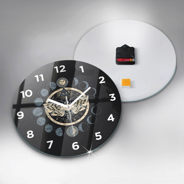 Round glass wall clock Moon phases