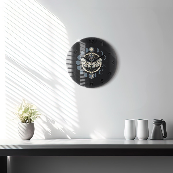 Round glass wall clock Moon phases