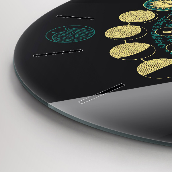 Round glass wall clock Moon phases